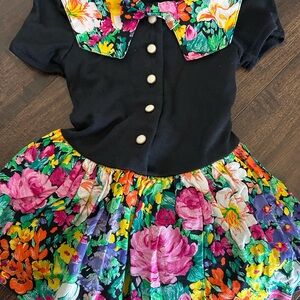 Vintage swat Floral Black dress
